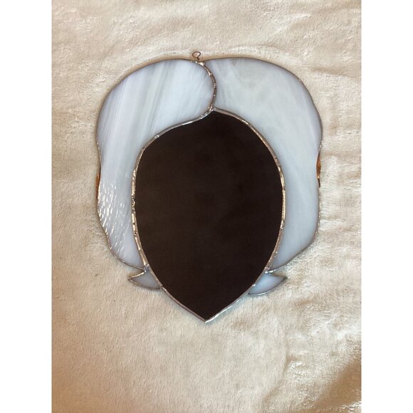 Vintage Handmade Stained Glass Man With Mustache Head Face Mirrored Decoration - Picture 2 of 5